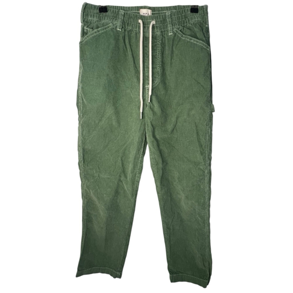 BDG Green Corduroy Straight Leg Stretchy Waist Pants With Tie - Picture 1 of 5